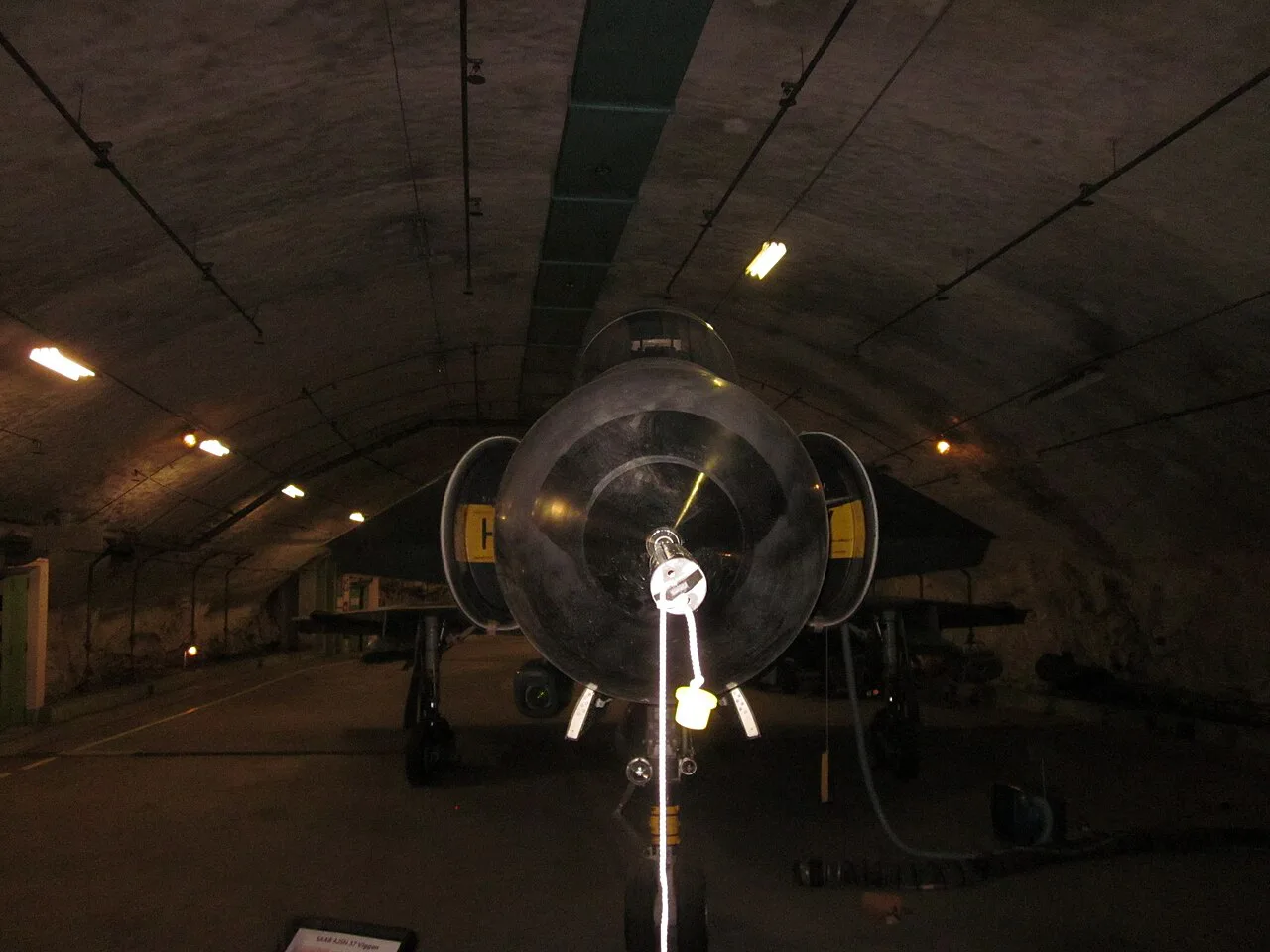 A Saab Viggen in the Aeroseum's underground hangar, Gothenburg.