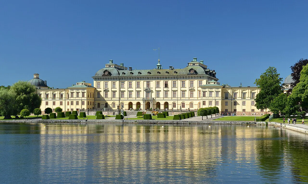 Drottningholm Palace across the water.