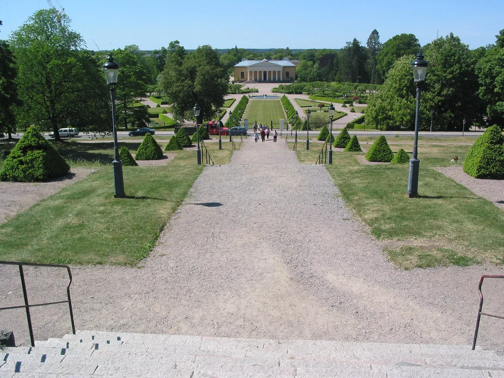 The Uppsala Botanical Garden from the castle.