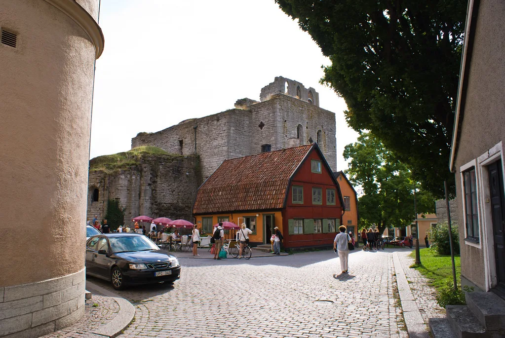 A cobbled street in Visby.