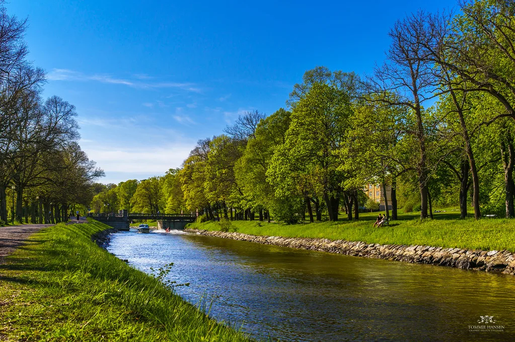 A canal through Djurgården, Stockholm.