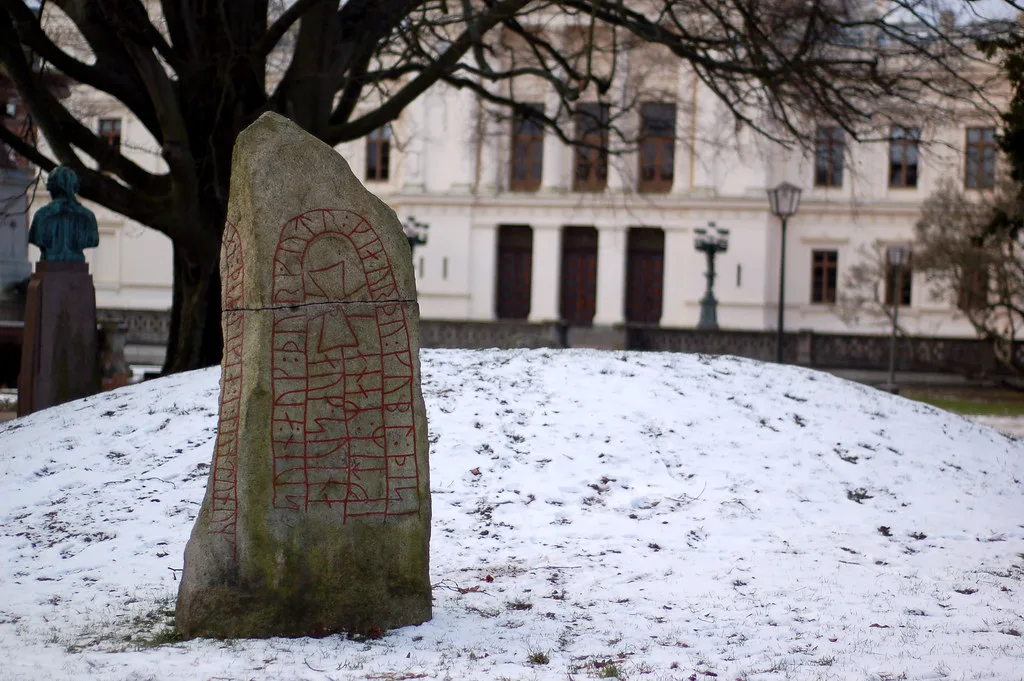 A runestone in Lundagård, Lund.