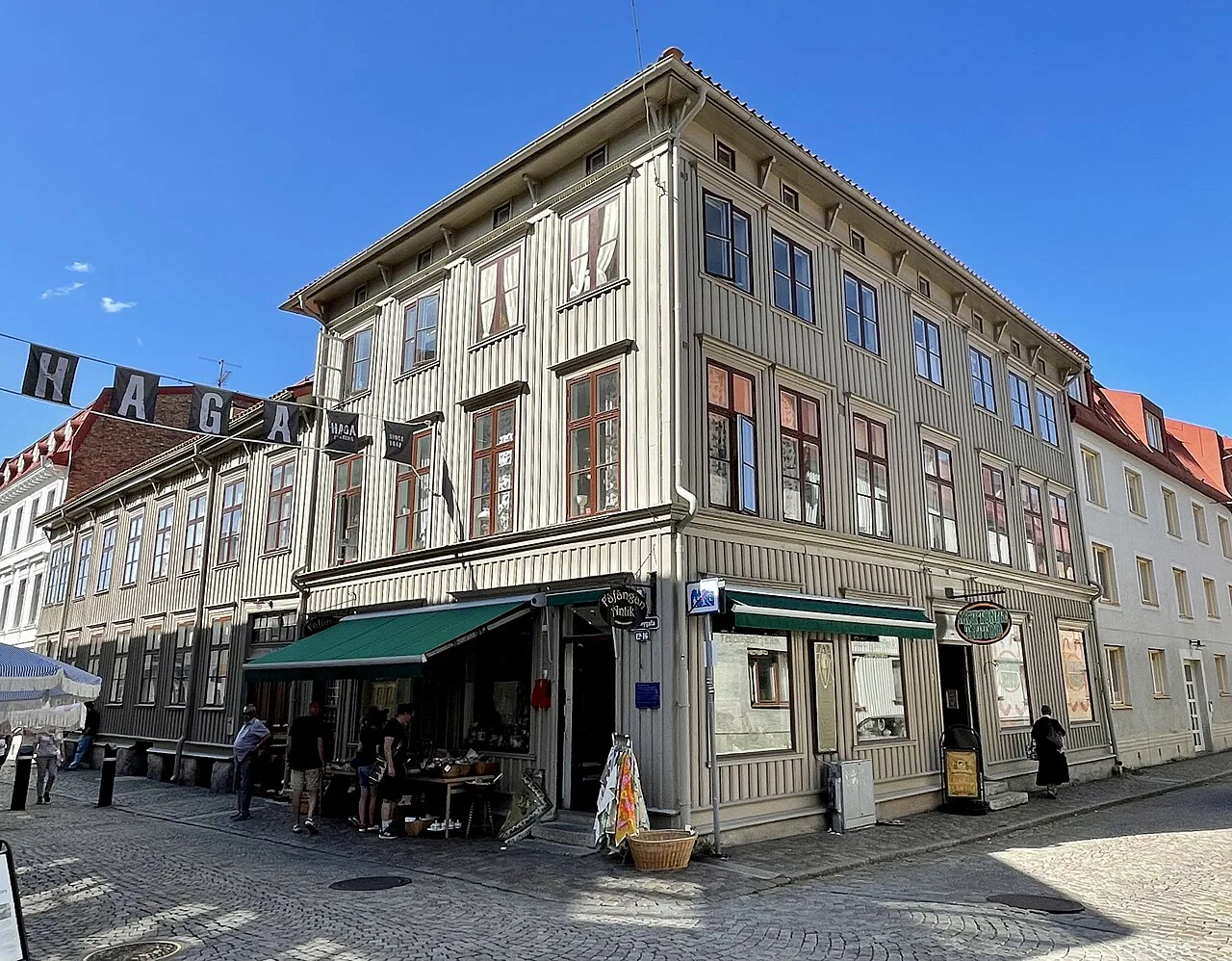 Café terraces on Haga Nygata, Gothenburg.