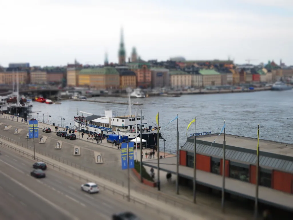 Stockholm's waterfront from above.