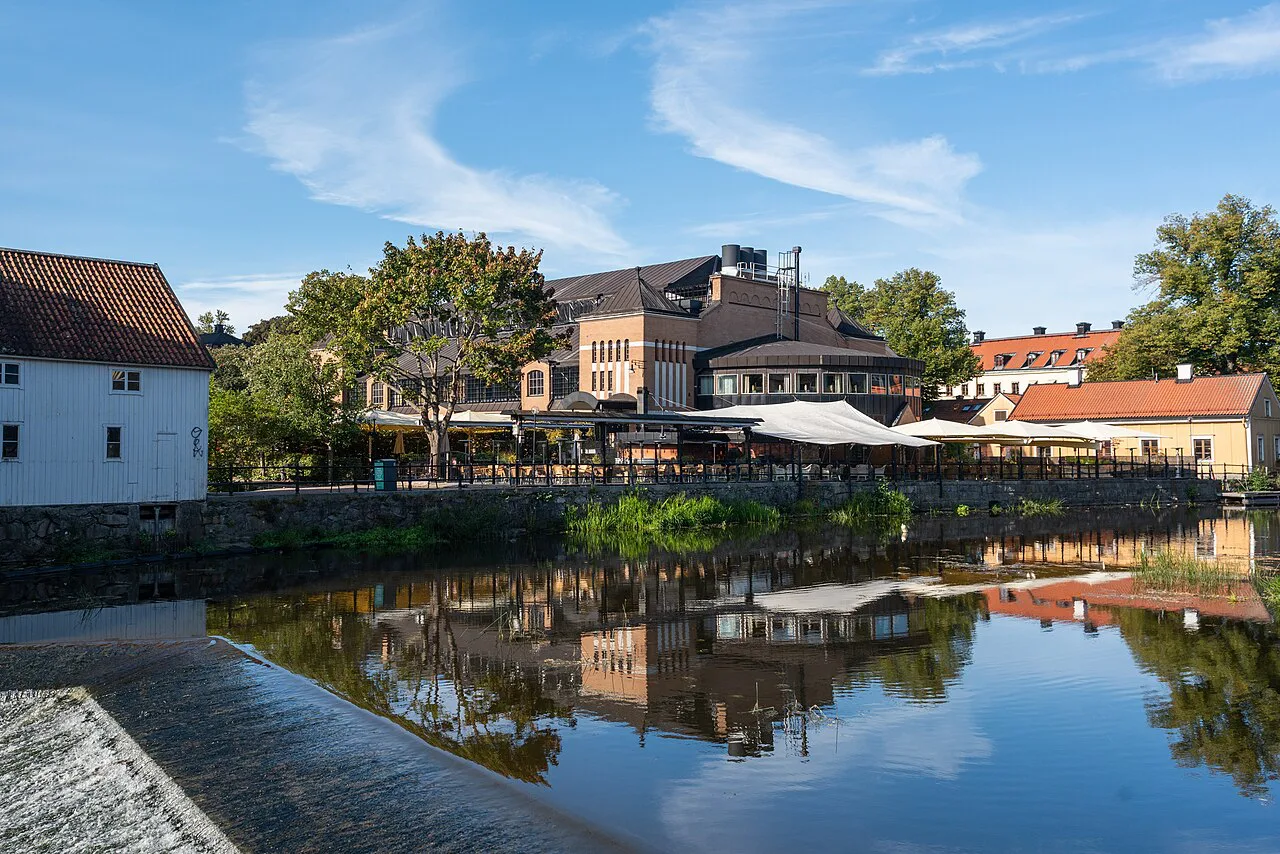 Uppsala market hall (Saluhallen) on the Fyris river.