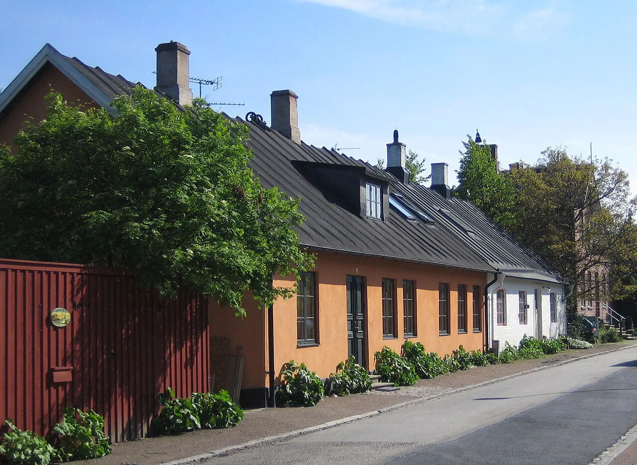 A street of old houses in Limhamn, Malmö.