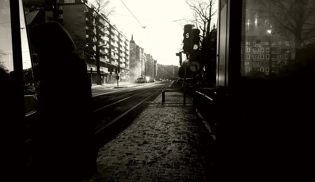 A winter street in Linnéstaden, Gothenburg.