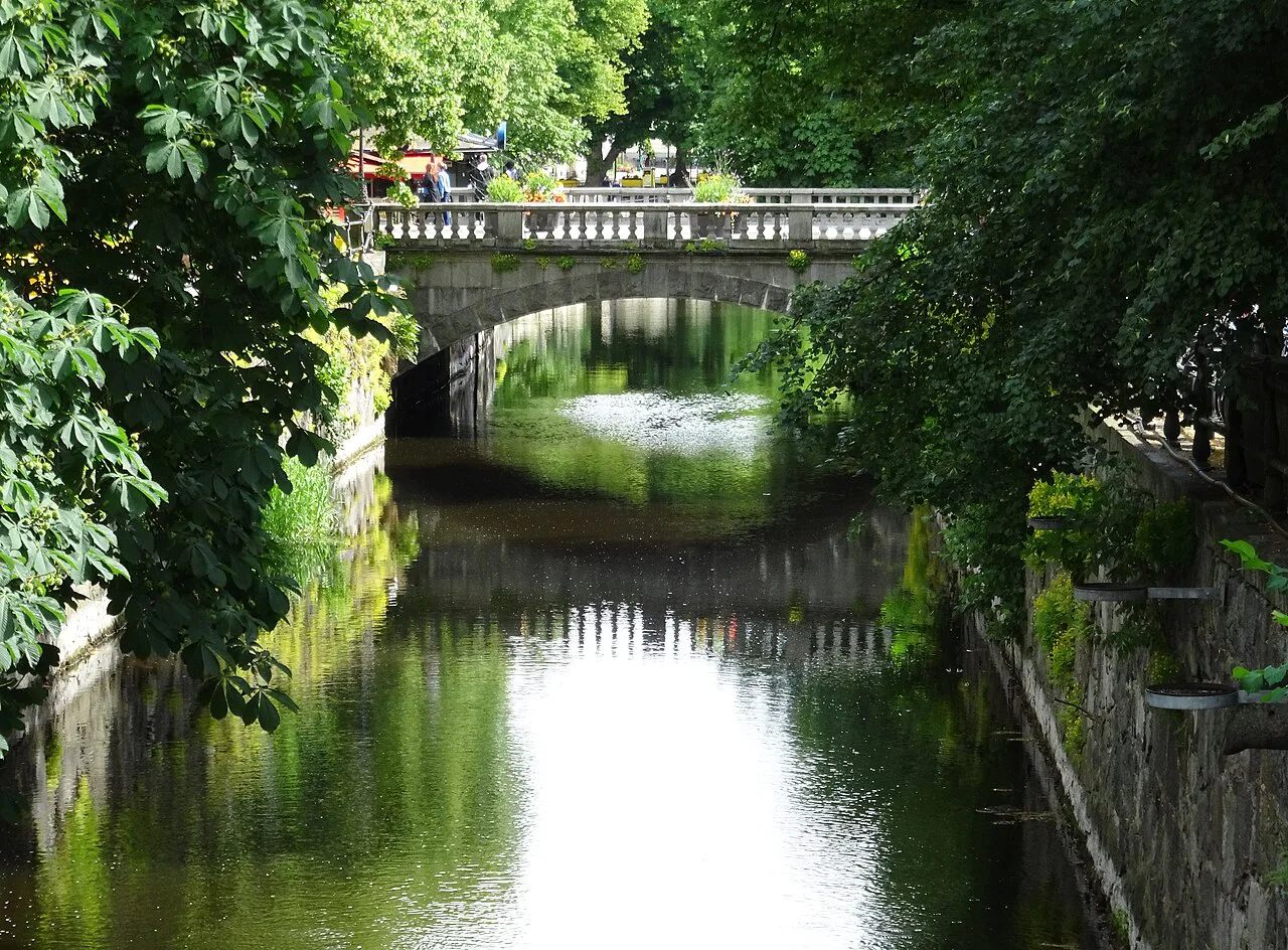 The Fyris river through central Uppsala.