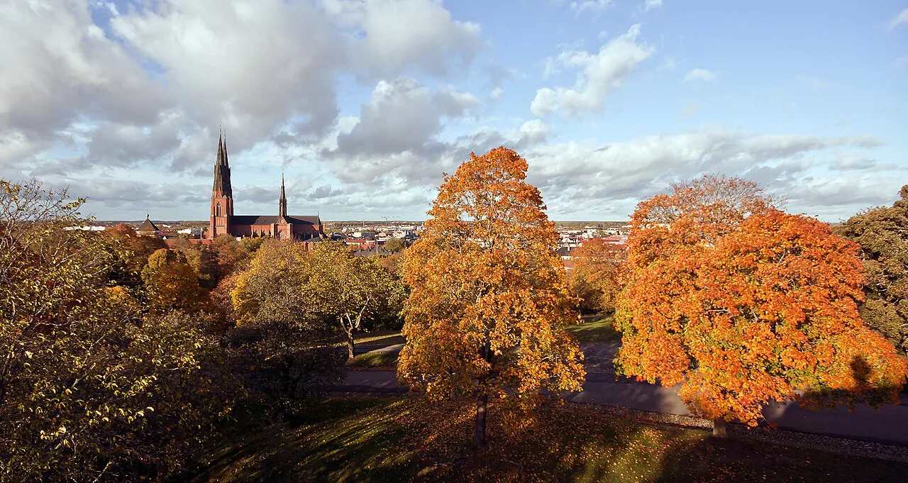Uppsala Cathedral in autumn.