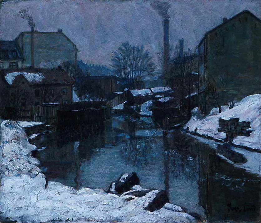 View of Akerselven, a painting by Ivar Lund.