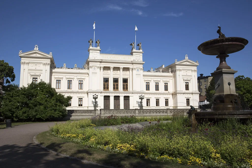 Lund University's main building and fountain.