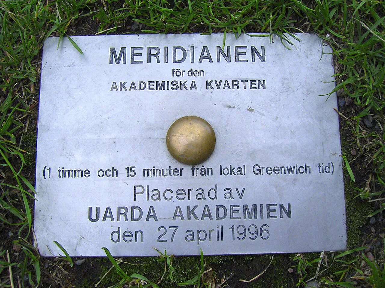 The meridian marker in Lundagård, Lund.
