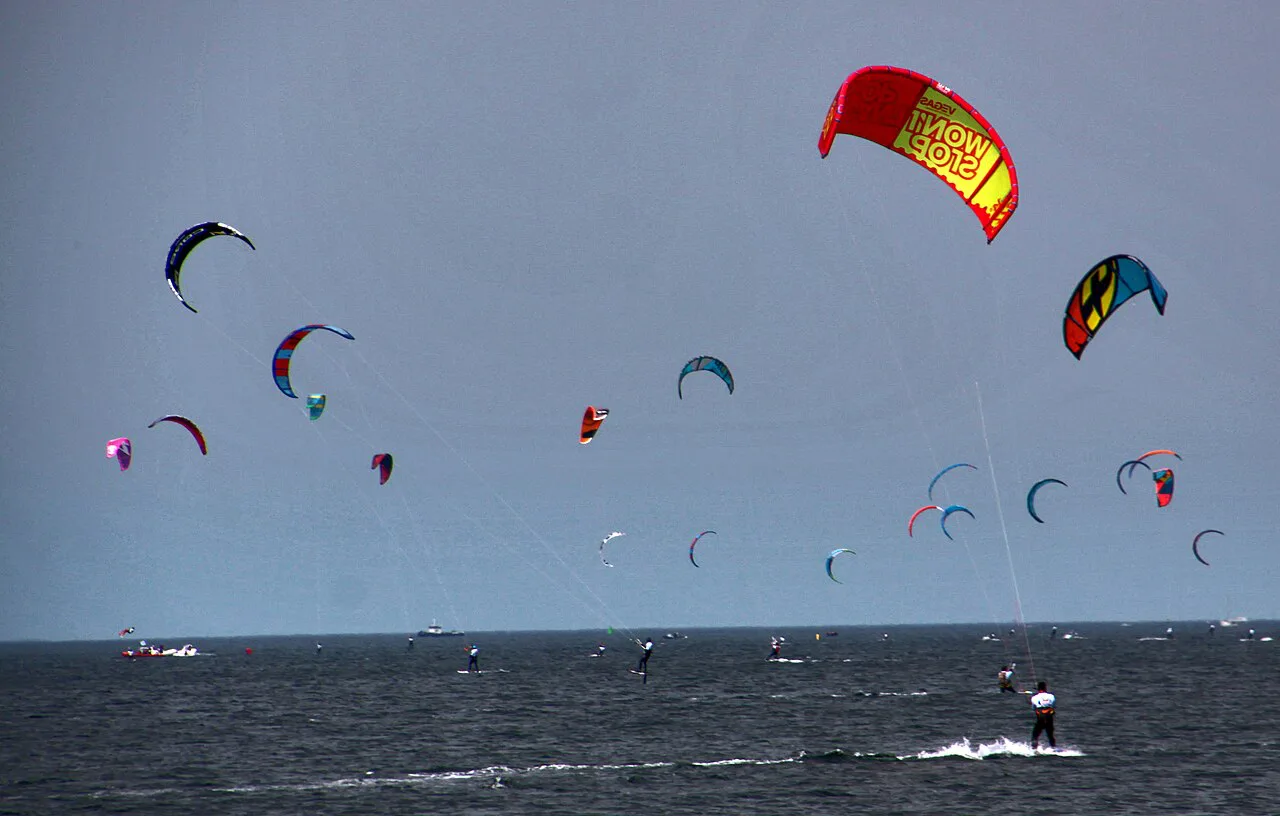 Kitesurfers off Ribersborgsstranden, Malmö.
