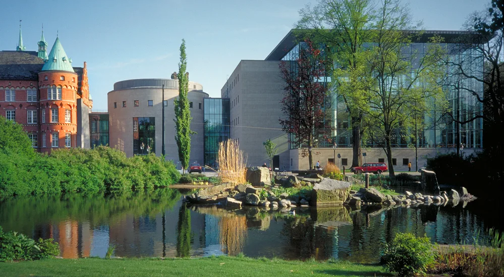 Malmö City Library and its pond.
