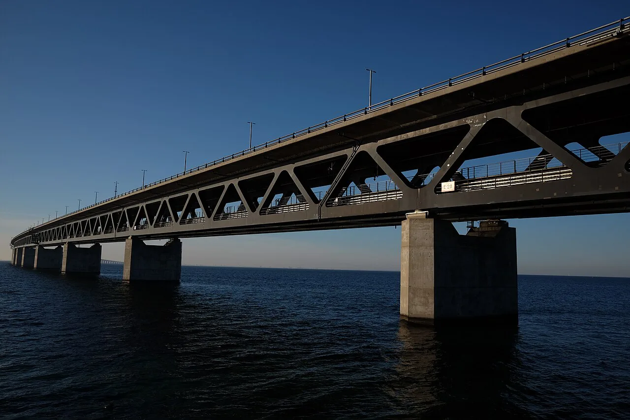 The Øresund Bridge from the water.