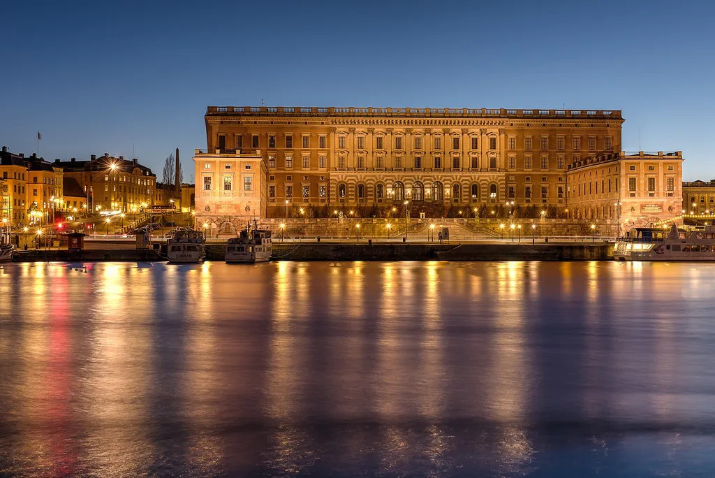 The Royal Palace lit at night, Stockholm.