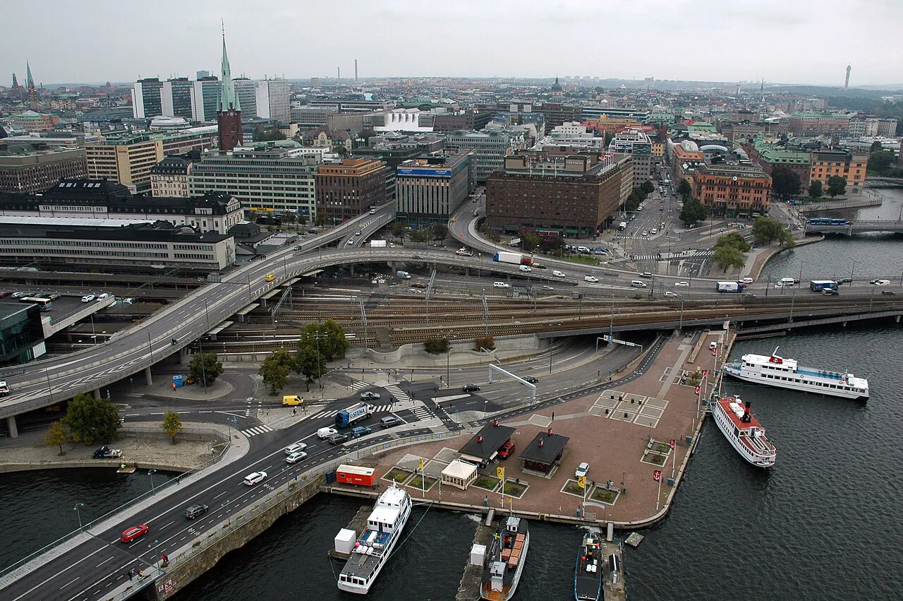 Norrmalm and Centralbron from above, Stockholm.