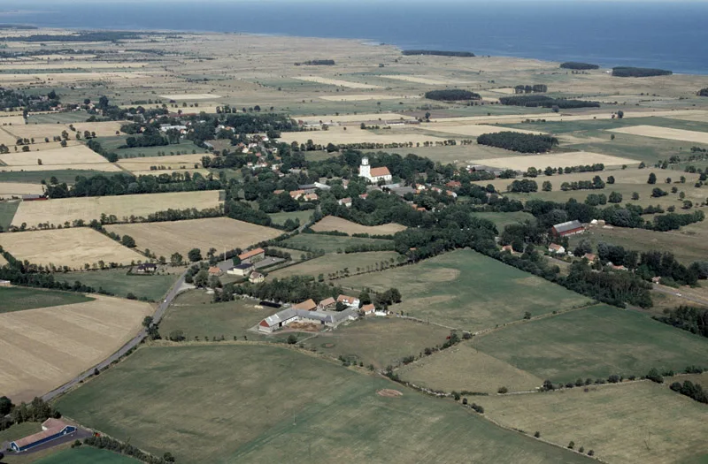 Swedish farmland and villages from the air.