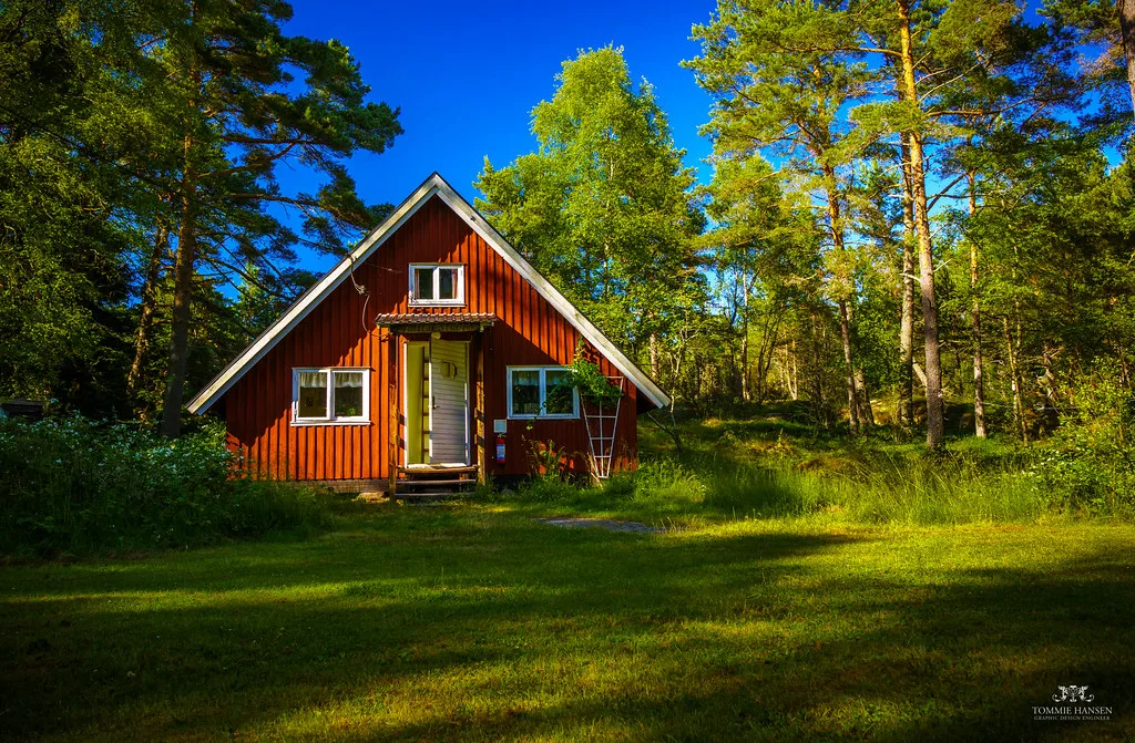 A red cottage at Fjärdlång, Stockholm archipelago.