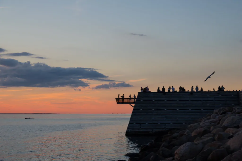 Sunset silhouettes at Västra Hamnen, Malmö.