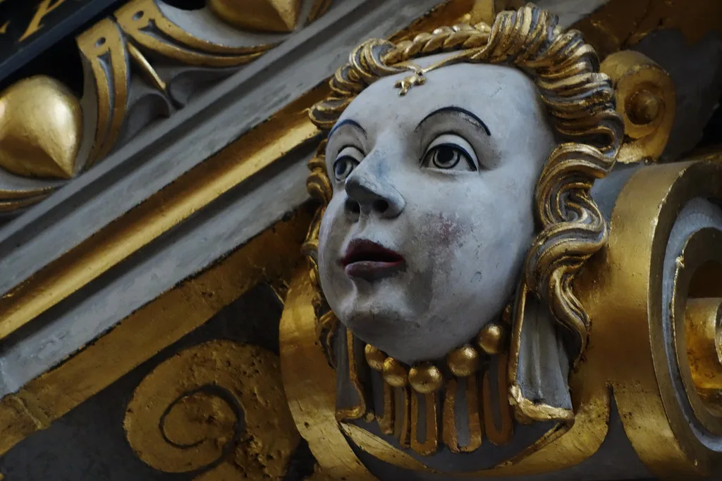 A carved figure in St Peter's Church, Malmö.