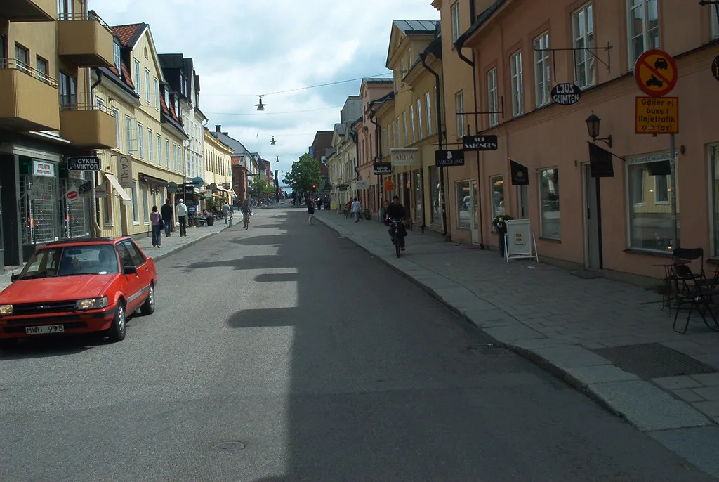 A shopping street in Uppsala.
