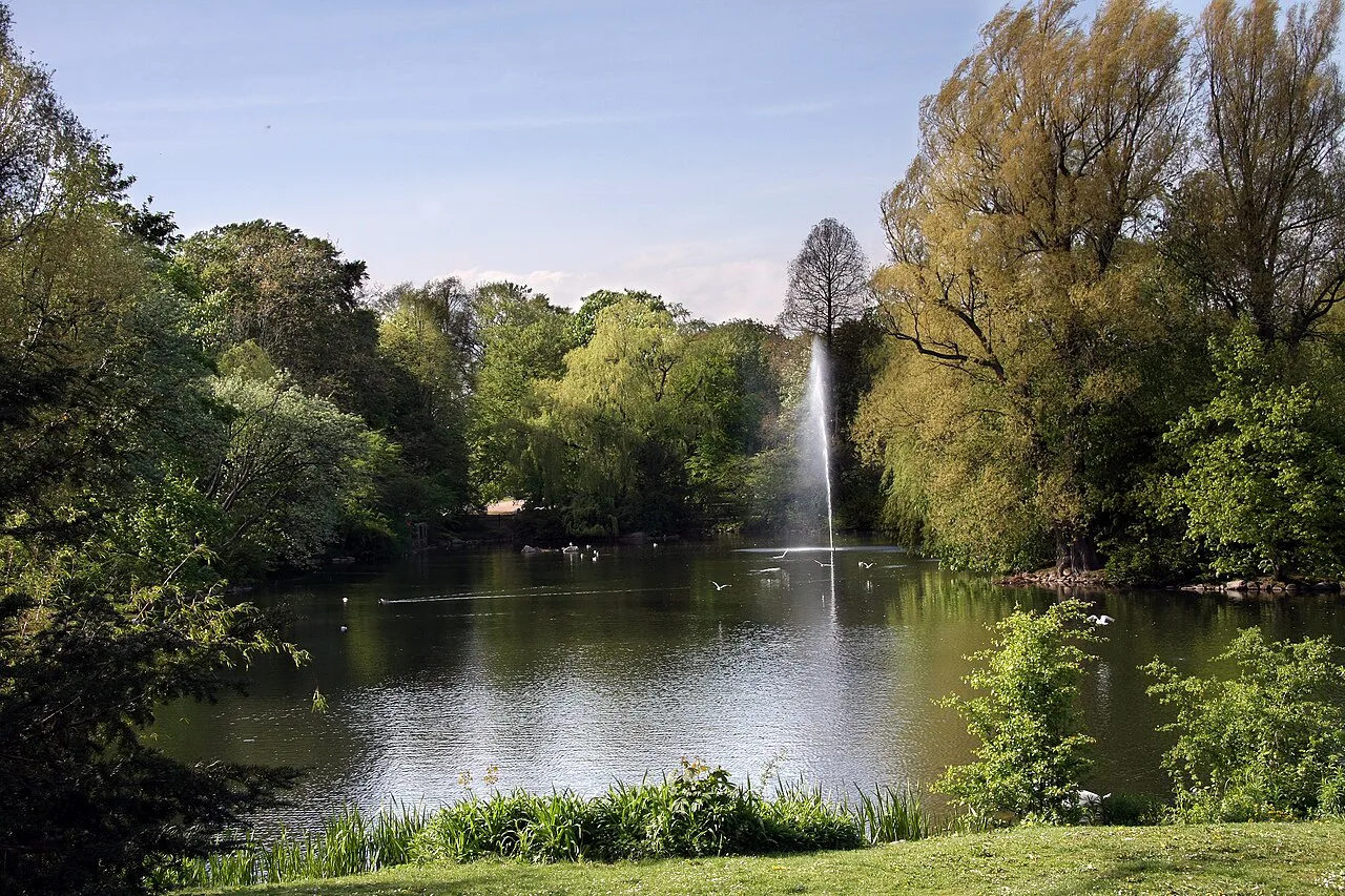 The pond and fountain in Stadsparken, Lund.
