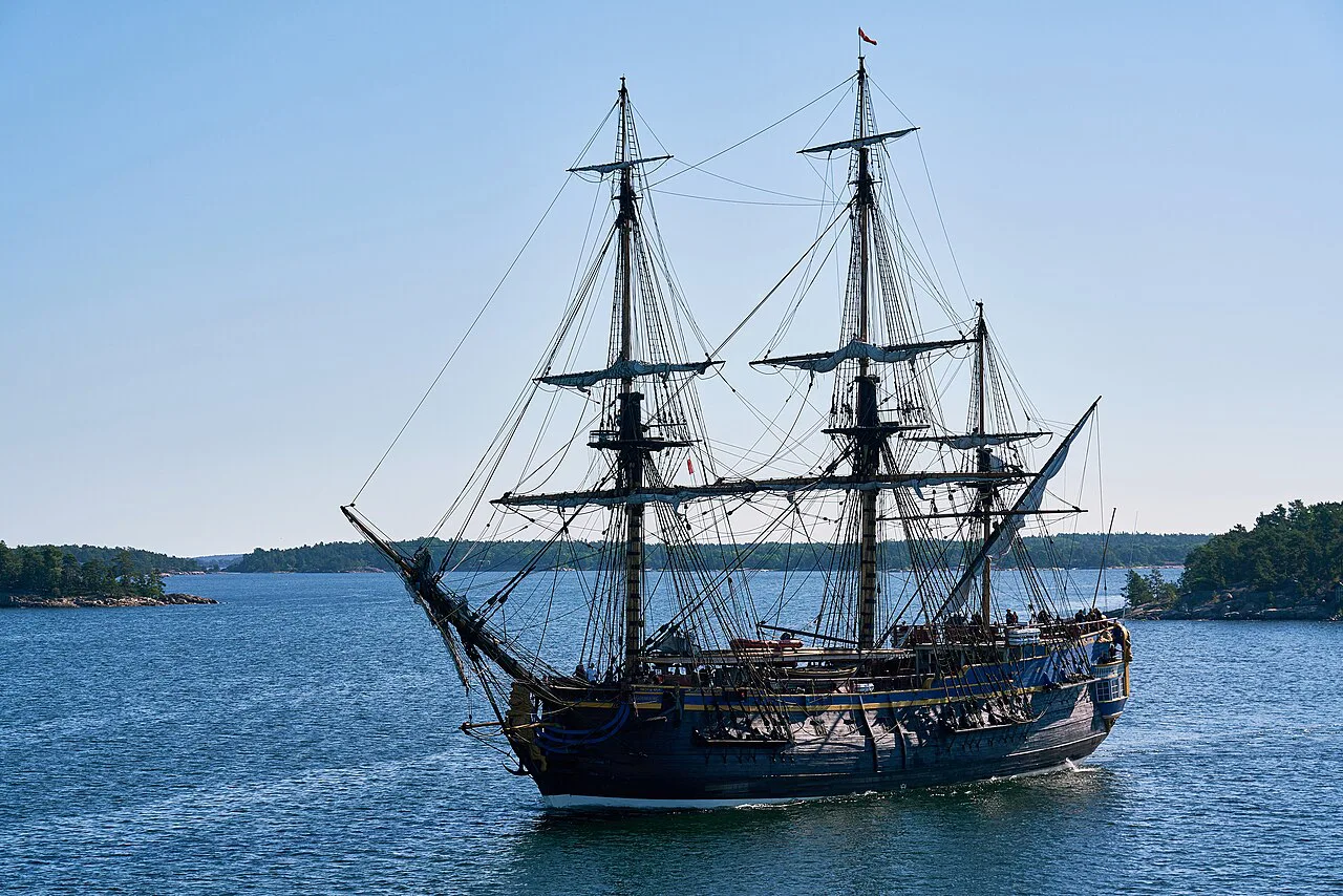The East Indiaman replica Götheborg in the Stockholm archipelago.