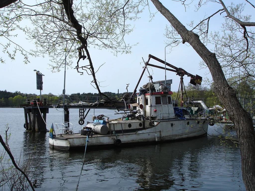 A boat moored at Södermalm, Stockholm.