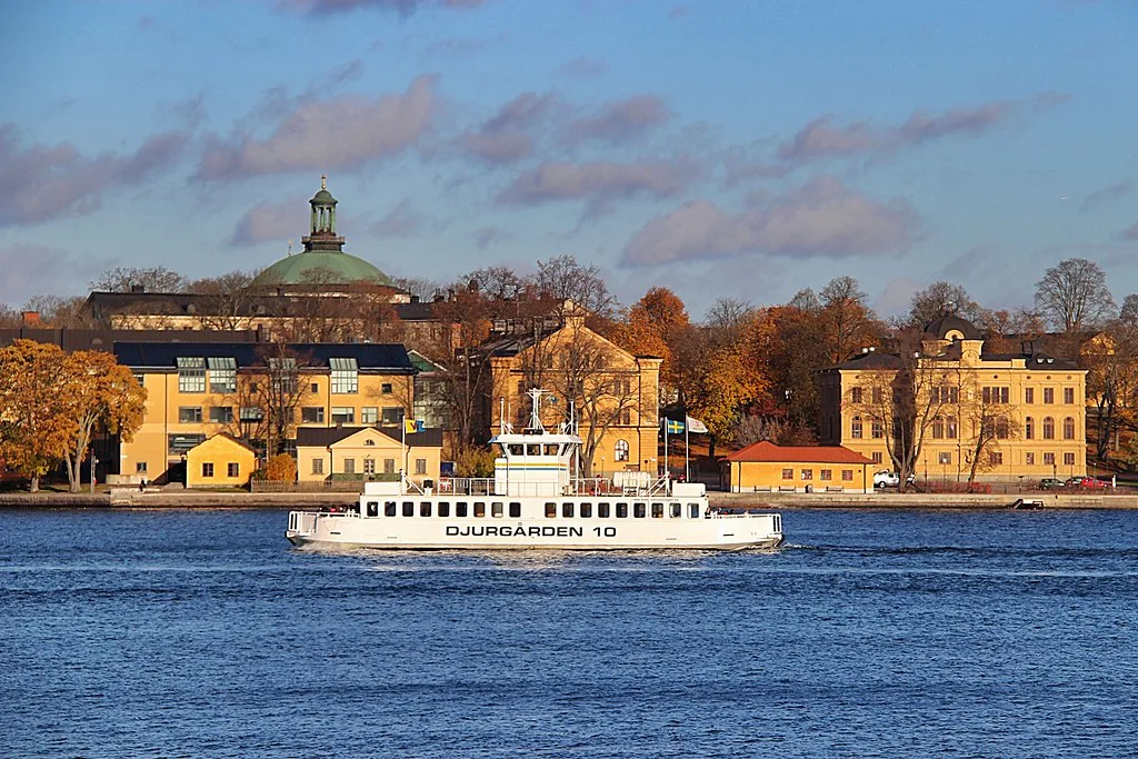 A ferry in front of Djurgården, Stockholm.