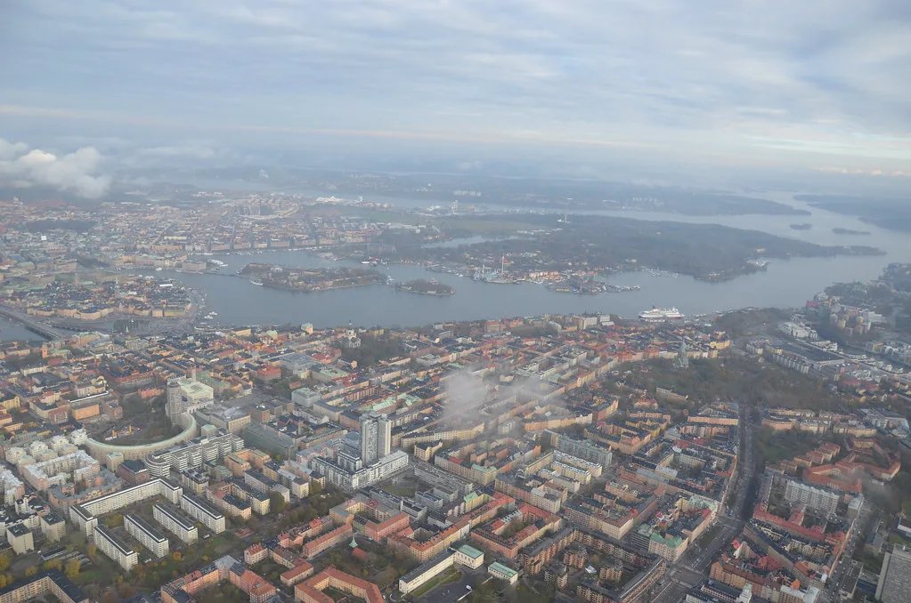Södermalm from the air, Stockholm.