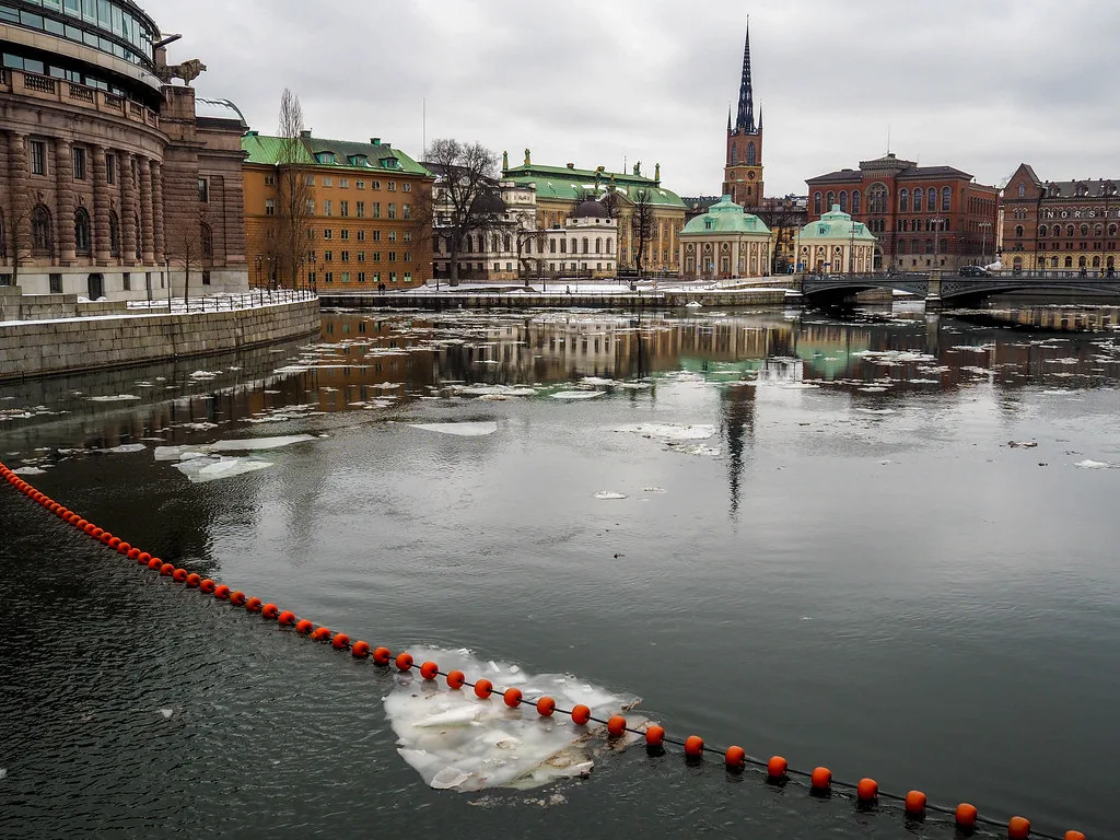 Riddarholmen Church across the water, Stockholm.
