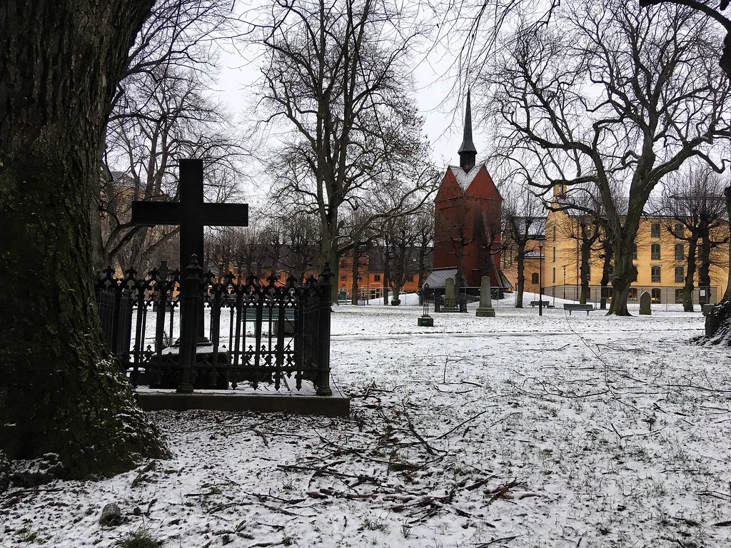 St John's Church grounds in winter, Stockholm.