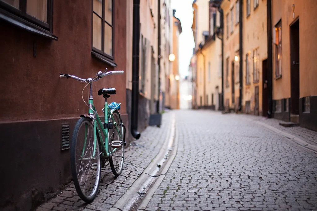 A bicycle in a Gamla Stan lane, Stockholm.