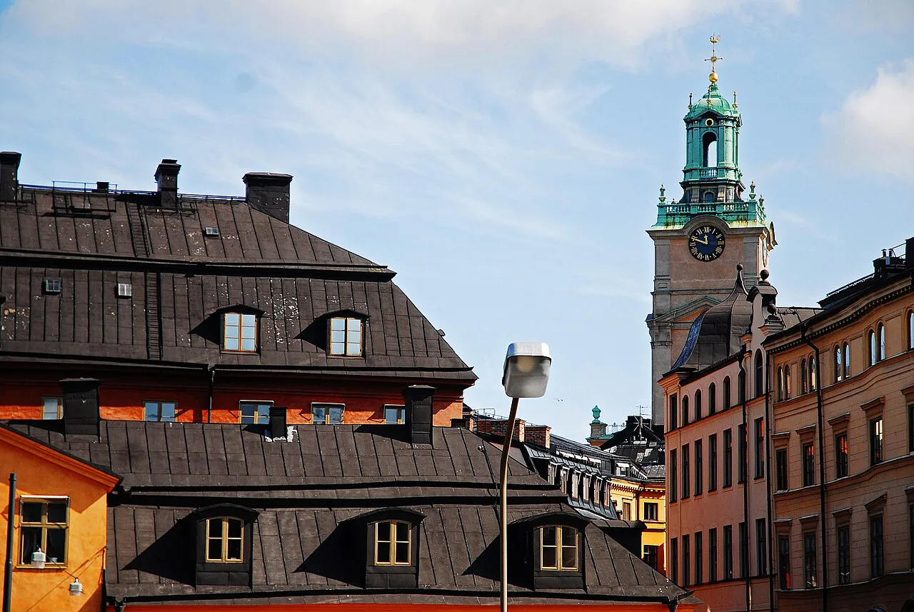 The tower of Storkyrkan, Gamla Stan, Stockholm.