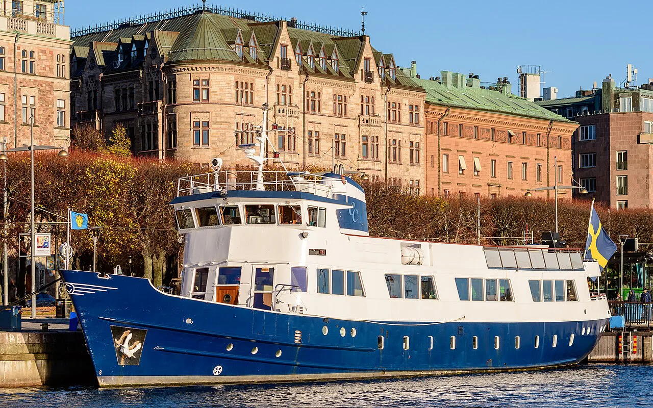 A boat moored on Strandvägen, Stockholm.