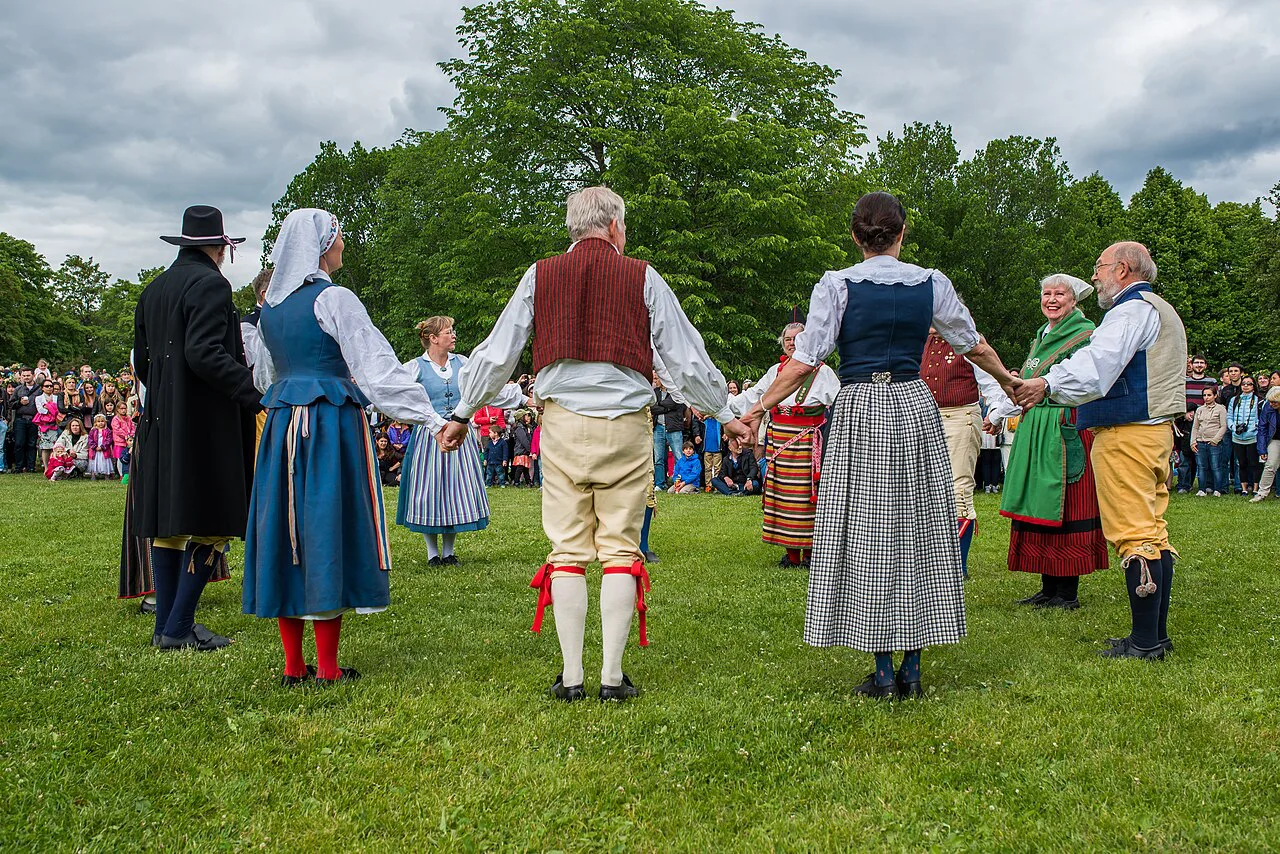 Midsummer folk dancers in Sweden.