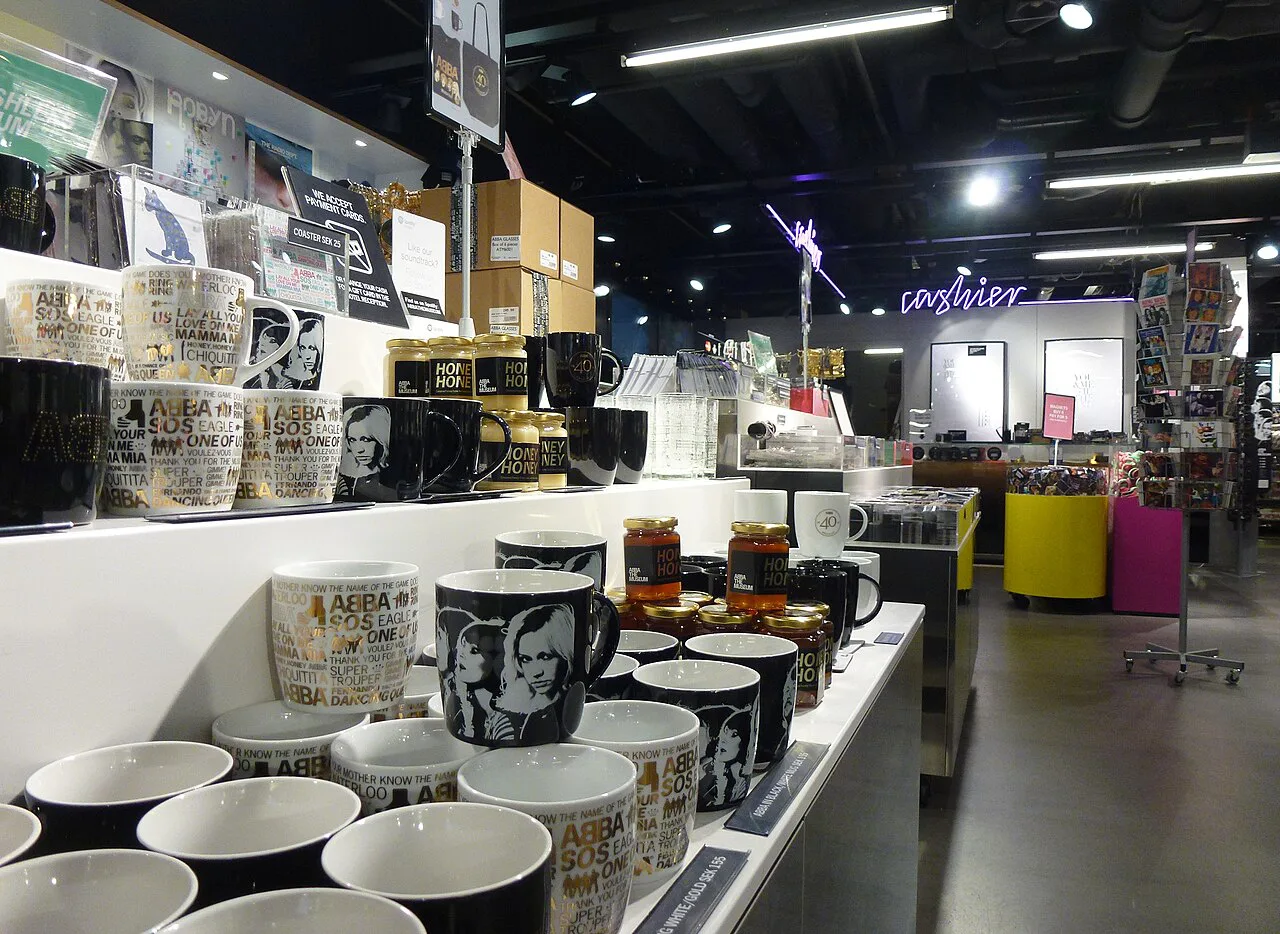 The shop at ABBA The Museum, Stockholm.