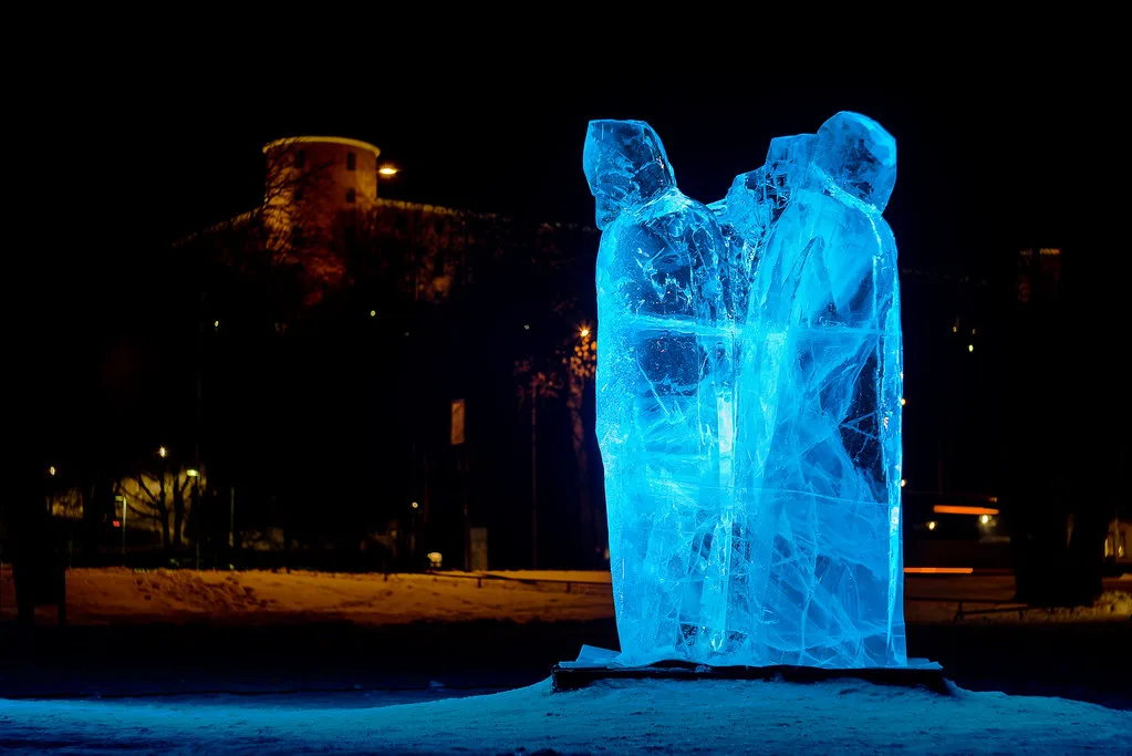 An ice sculpture at Uppsala Castle.