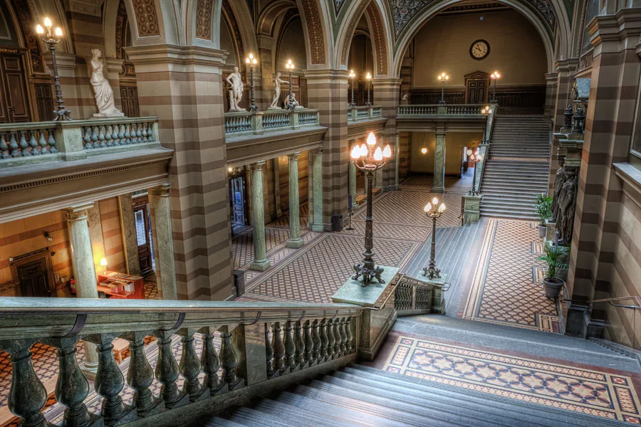 The staircase of Uppsala University's main building.