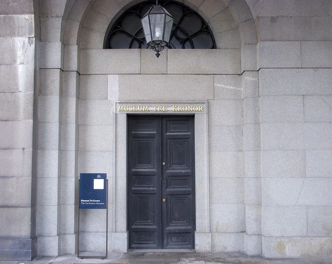 The entrance to the Museum Tre Kronor in the Royal Palace, Stockholm.