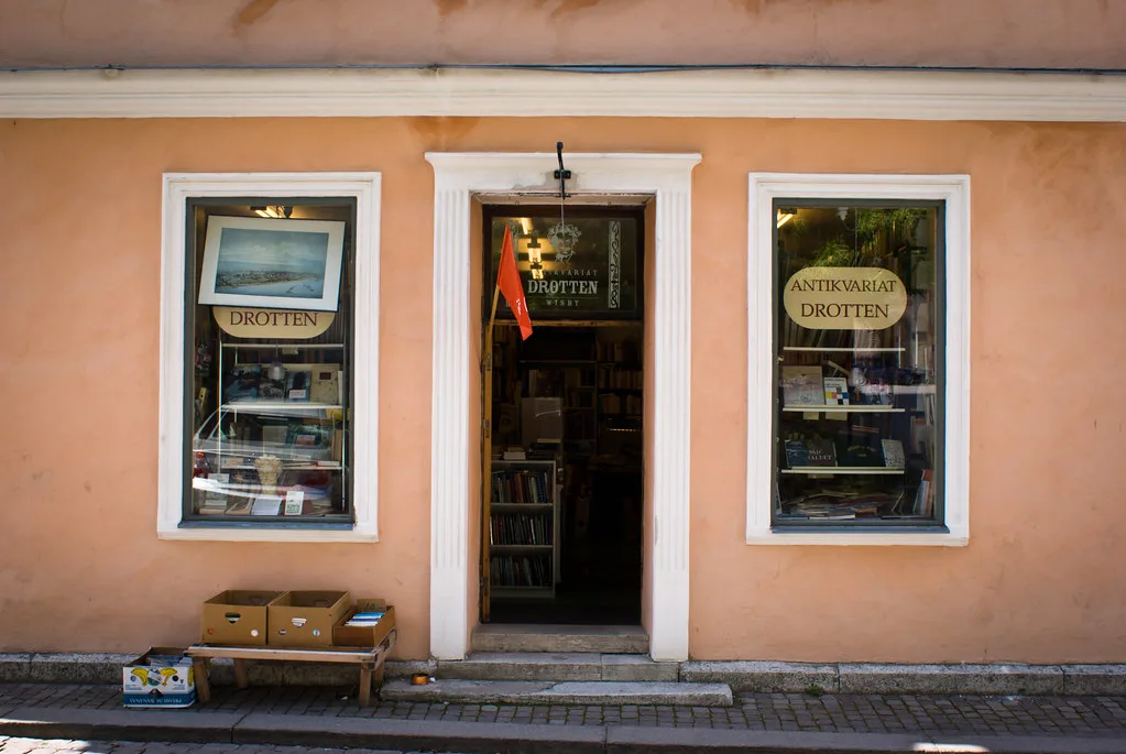 An antiquarian bookshop in Visby old town.